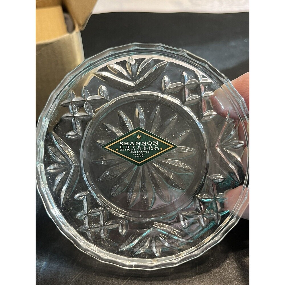 Set of 4 Shannon Crystal Ireland Clear 3 3/4” Round Coasters NIB